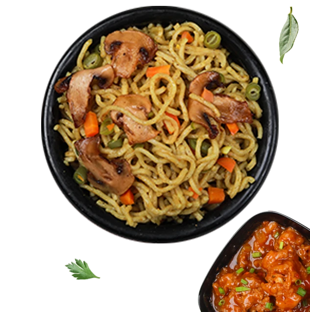 Millet Mushroom Noodles With Gobi Manchurian