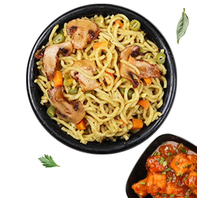 Millet Mushroom Noodles With Paneer Manchurian